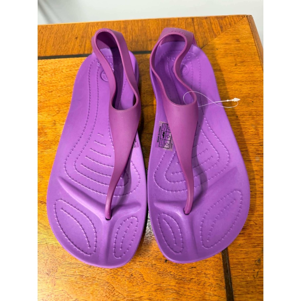 New Crocs Sexi Flip Purple T-Strap Slingback Sandals Womens Size 8 11312